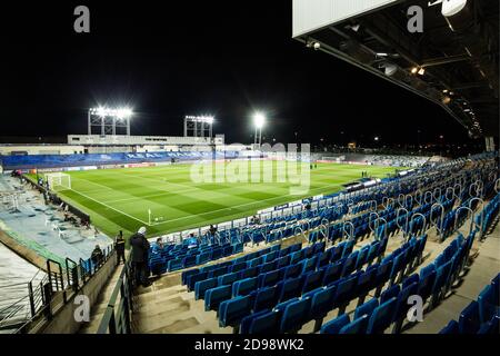 Madrid, Spanien. November 2020. Detail des Stadions während der UEFA Champions League, Fußballspiel zwischen Real Madrid Club de Futbol und Inter de Milan im Alfredo Di Stefano Stadion am 3. November 2020 in Madrid, Spanien. Quelle: CORDON PRESS/Alamy Live News Stockfoto