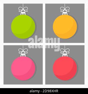 Vier Weihnachtskugeln in verschiedenen Farben. Vektorgrafik Stock Vektor