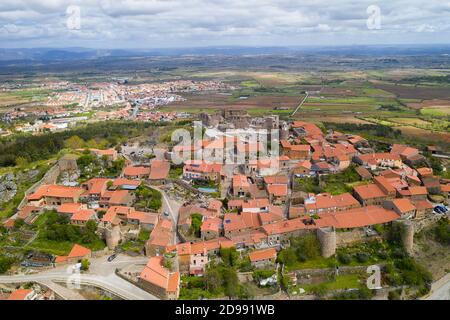 Castelo Rodrigo Drohne Luftaufnahme Dorf Landschaft, in Portugal Stockfoto