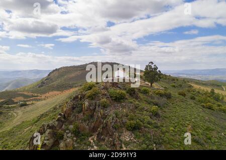 Castelo Melhor Drohnenansicht vom miradouro de Sao Gabriel Aussichtspunkt, in Portugal Stockfoto