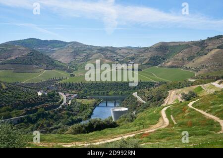 Foz Tua Damm barragem Landschaft Natur in Portugal Stockfoto