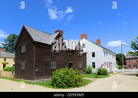 Sherburne House, erbaut 1695, im Strawbery Banke Museum in Portsmouth, New Hampshire, USA. Jetzt dieses Haus Ausstellung 17. Jahrhundert Haus Design und Nachteile Stockfoto