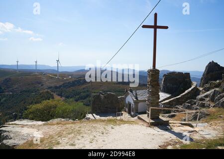 Sao Macario Sanctuary Landschaftsansicht in Arouca Serra da Freita, Portugal Stockfoto