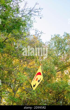 Drachen stecken in Bäumen Stockfoto