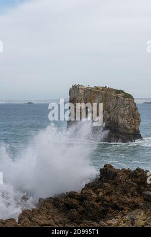 Meeresklippen in Papoa Cabo Carvoeiro Kap in Peniche, Portugal Stockfoto