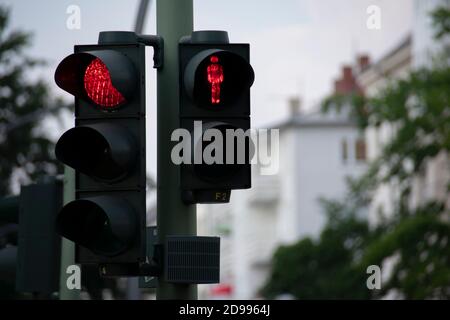 Rote Ampelmann Westkreuz Schild Berlin Deutschland Stockfoto