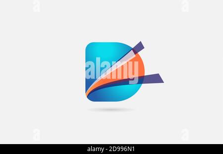 Linie orange blau D Alphabet Buchstaben Logo Symbol für Unternehmen. Kreatives Design für Unternehmen und Unternehmen Stock Vektor