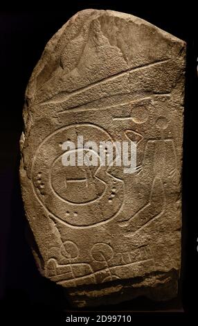 Kriegerstela von Solana de Cabañas, Caceres, Archäologisches Nationalmuseum der Bronzezeit, Madrid. Spanien Stockfoto