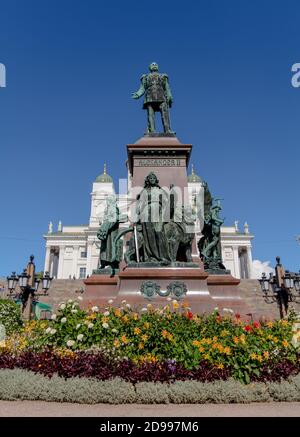 Bronze Alexander II Denkmal auf dem Senatsplatz Stockfoto