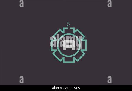 Eine Blume Alphabet Buchstaben Logo-Symbol in grüner Farbe. Kreatives abstraktes geometrisches Design für Unternehmen und Unternehmen Stock Vektor