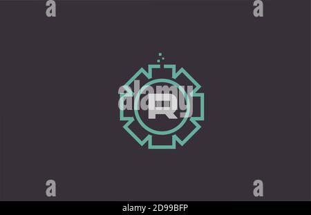 R Blume Alphabet Buchstaben Logo Symbol in grüner Farbe. Kreatives abstraktes geometrisches Design für Unternehmen und Unternehmen Stock Vektor