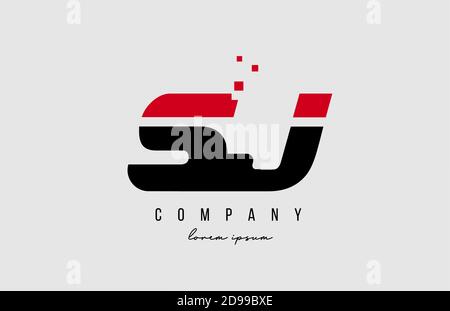 sj s j Alphabet Buchstaben Logo Kombination in rot und schwarz Farbe. Kreatives Icon-Design für Unternehmen und Unternehmen Stock Vektor