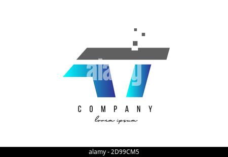 BEI EINEM T-Alphabet Buchstaben Logo Kombination in blau und grau Farbe. Kreatives Icon-Design für Unternehmen Stock Vektor