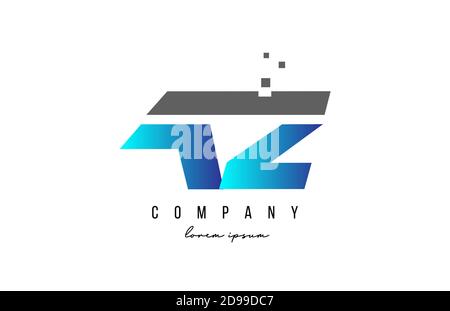 AZ A Z Buchstaben Logo Kombination in blau und grau Farbe. Kreatives Icon-Design für Unternehmen Stock Vektor