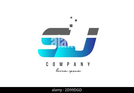 SJ S J Alphabet Buchstaben Logo Kombination in blau und grau Farbe. Kreatives Icon-Design für Unternehmen Stock Vektor