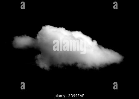 Weiße Wolke auf schwarzem Hintergrund Stockfoto