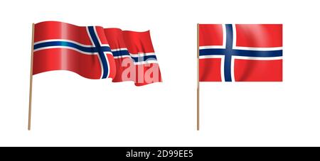 Farbenfrohe, naturalistisch winkende Norwegen-Flagge. Vektorgrafik. EPS10 Stock Vektor