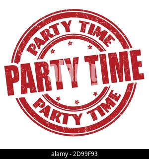 Party Time Grunge Gummistempel auf weißem Hintergrund, Vektor-Illustration Stock Vektor