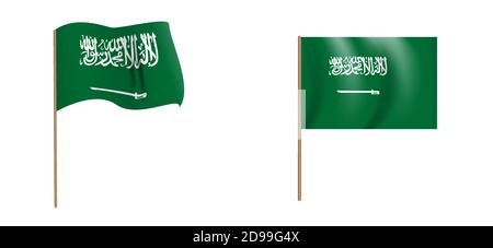 Farbenfrohe, naturalistisch winkende Saudi-Arabien-Flagge. Vektorgrafik. EPS10 Stock Vektor