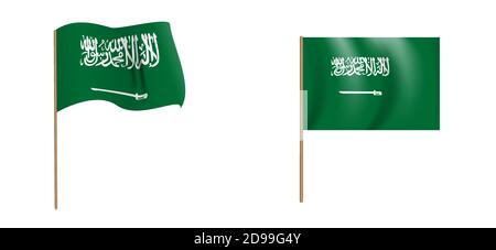 Farbenfrohe, naturalistisch winkende Saudi-Arabien-Flagge. Vektorgrafik. EPS10 Stock Vektor