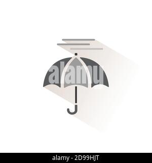 Regenschirm und starker Nebel. Isoliertes Farbsymbol. Vektordarstellung der Wetterglyphe Stock Vektor