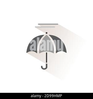Regenschirm und Nebel. Isoliertes Farbsymbol. Vektordarstellung der Wetterglyphe Stock Vektor