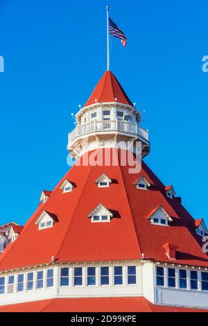 Hotel del Coronado Dachterrasse, San Diego, Kalifornien, USA, Nordamerika Stockfoto