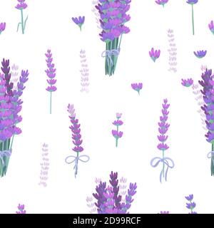 Ein nahtloser Hintergrund mit Lavendel. Vektorgrafik Stock Vektor