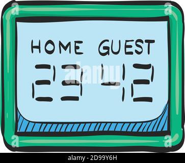 Scoreboard-Symbol in der Farbzeichnung. Spiel Fußball Softball Basketball Sport Zeitnummer Stock Vektor