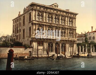 Ca. 1895 , VENEDIG , ITALIEN : GRAN CANAL , PALAZZO VENDRAMIN CALLERGI . Photochrom Druckfarben herausgegeben von Detroit Publishing Co. - VENEDIG - VENETIEN - ITALIA - FOTO STORICHE - GESCHICHTE - GEOGRAFIA - GEOGRAPHIE - ARCHITETTURA - ARCHITEKTUR - - KUNST - ARTE - OTTOCENTO - 800 's - '800 - VENETIEN - Calergi - Gondel ---- Archivio GBB Stockfoto