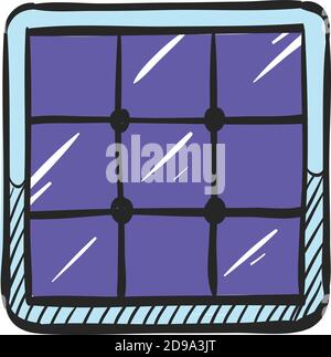 Solarzellen-Panel-Symbol in der Farbzeichnung. Energie erneuerbare grüne Umwelt Stock Vektor