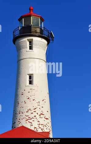 Paradise, Michigan, USA. Das Crisp Point Light war eine von fünf US-Rettungsstationen entlang der Küste des Lake Superior. Stockfoto