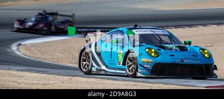 Nov 01 2020 Monterey, CA, U.S.A. Wright Motorsports # 16 Fahrer R. Hardwick / P. Long going into turn 6 during the Hyundai Monterey Sports Car Championship at WeatherTech Laguna Seca Monterey, CA Thurman James / CSM Stockfoto