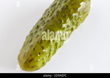 Ein Dill Gurken Nahaufnahme isoliert auf weißem Hintergrund mit Speicherplatz kopieren Stockfoto