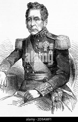 John Fox Burgoyne. Feldmarschall der britischen Armee, Generalleutnant. Krimkrieg. 1782-1871. Antike Illustration. 1857. Stockfoto