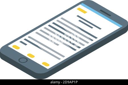SMS-Symbol für Smartphone schreiben. Isometrisch von Smartphone schreiben sms Vektor-Symbol für Web-Design isoliert auf weißem Hintergrund Stock Vektor
