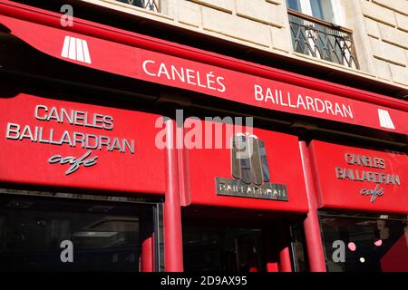 Bordeaux , Aquitaine / Frankreich - 11 01 2020 : Baillardran Logo und Textschild Vorderseite der traditionellen Canelés aus Bordeaux Lebensmittelgeschäft Stockfoto