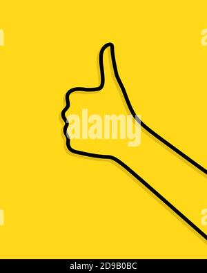 Schwarze lineare Daumen nach oben Geste Hand Stock Vektor