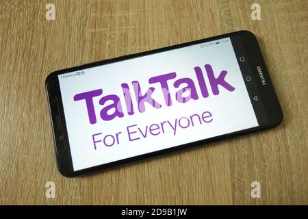 KONSKIE, POLEN - 11. Juni 2019: TalkTalk Firmenlogo wird auf dem Handy angezeigt Stockfoto