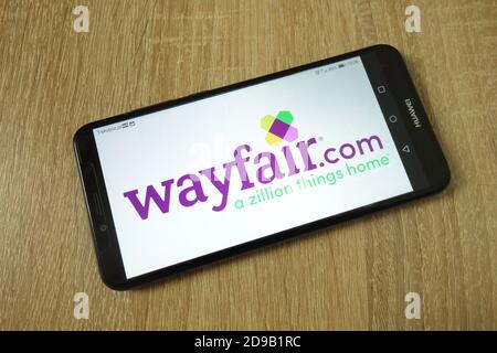 KONSKIE, POLEN - 11. Juni 2019: Wayfair Firmenlogo auf dem Handy angezeigt Stockfoto