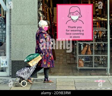 Glasgow, Schottland, UK, 4. November 2020: Coronavirus diktiert weiterhin den Einkauf mit Masken und Bleiche Tagesordnung. Quelle: Gerard Ferry/Alamy Live News Stockfoto