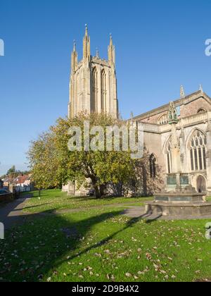 St. Cuthbert's Pfarrkirche in der Stadt Wells, Somerset, England. Stockfoto