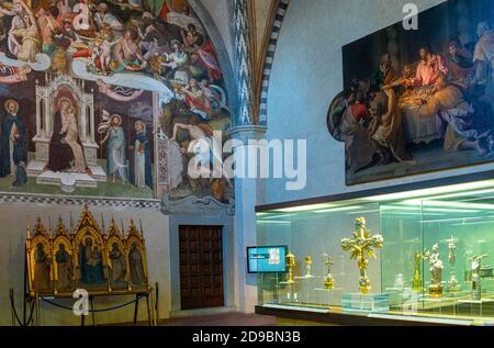 Florenz, Italien - 13. Februar 2019: Basilika Santa Maria Novella, eine Ecke des Refektoriums Stockfoto