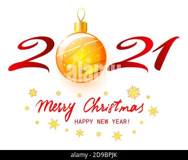 Frohe Weihnachten und ein glückliches neues Jahr 2021. Vektorgrafik Stock Vektor