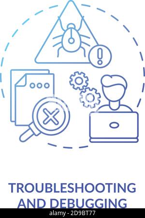 Symbol für Fehlerbehebung und Debugging-Konzept Stock Vektor