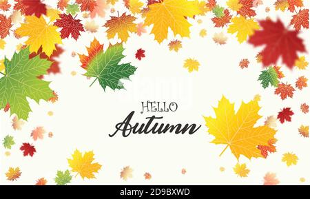 Herbst fallende Blätter Hintergrund Vektor-Vorlage. Blattvektor Stock Vektor