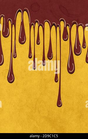 Abstrakt strukturierter Hintergrund mit brauner tropfender Schokolade, Kaffee oder Farbe. Stockfoto