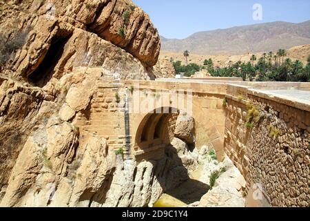 Die römische Brücke in El Kantara bei Biskra, Algerien Stockfoto