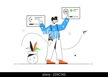 Der Typ beschäftigt sich mit Dateien über das virtuelle Gerät Stock Vektor