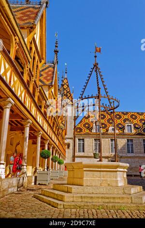 Hospice de Beaune, Hotel Dieu in Beaune, Burgund in Frankreich. Stockfoto